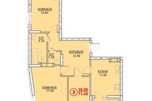 Продается 3-комнатная квартира 71.45 кв. м в Вышгороде