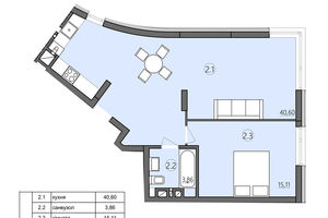 Продается 2-комнатная квартира 59.57 кв. м в Тернополе