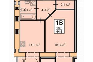 Продается 1-комнатная квартира 44 кв. м в Черкассах