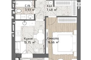 Продається 1-кімнатна квартира 41.7 кв. м у Одесі