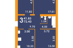 Продается 3-комнатная квартира 72.4 кв. м в Запорожье