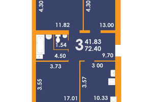 Продается 3-комнатная квартира 72.4 кв. м в Запорожье