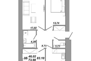 Продается 3-комнатная квартира 83.1 кв. м в Тернополе