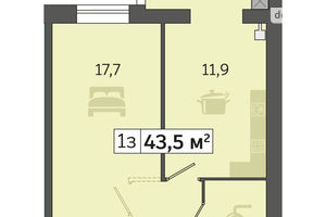 Продается 1-комнатная квартира 43.5 кв. м в Днепре