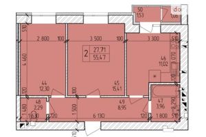 Продается 2-комнатная квартира 57.58 кв. м в Хмельницком